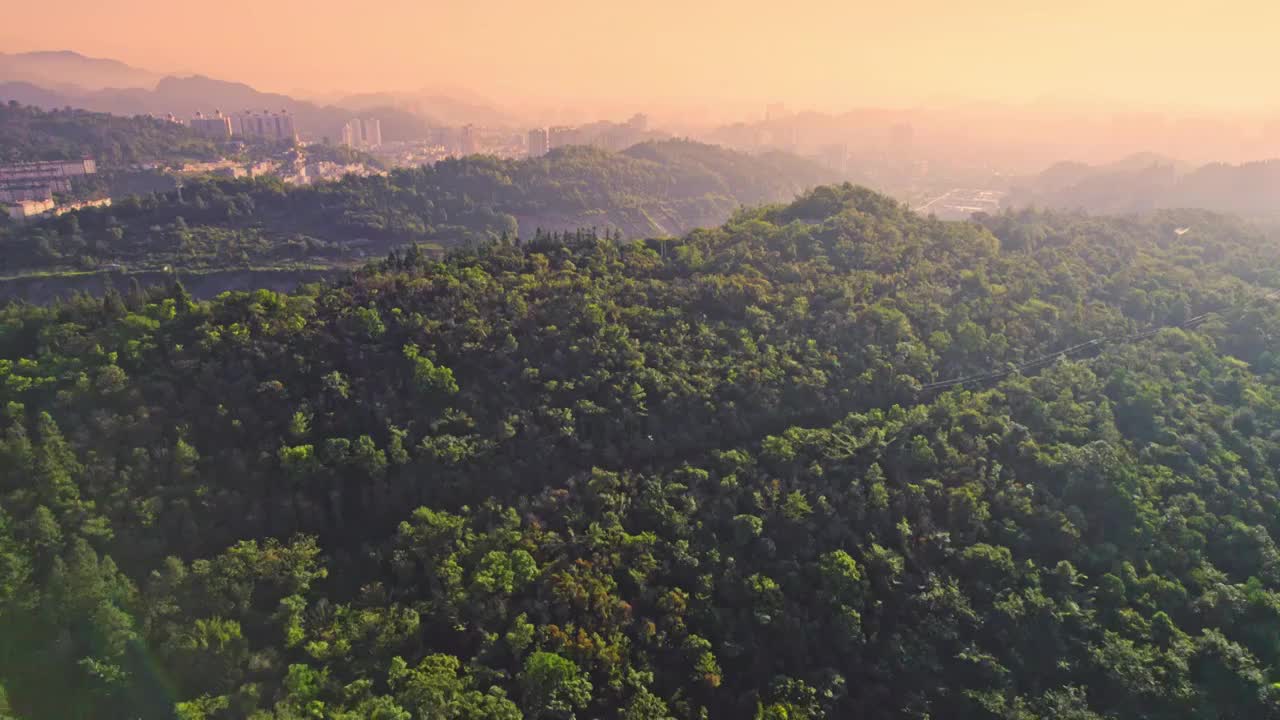 坪东社区清晨日出时云雾视频素材