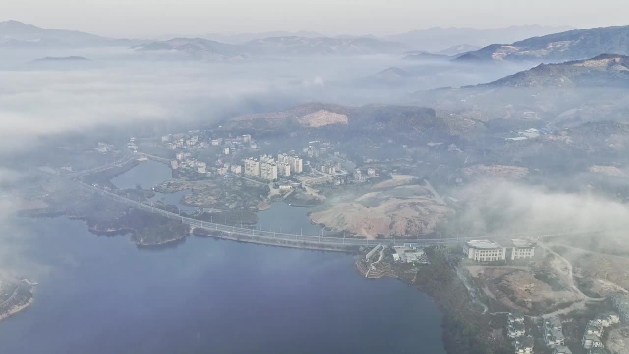 福建省古田翠屏湖日出云景视频素材