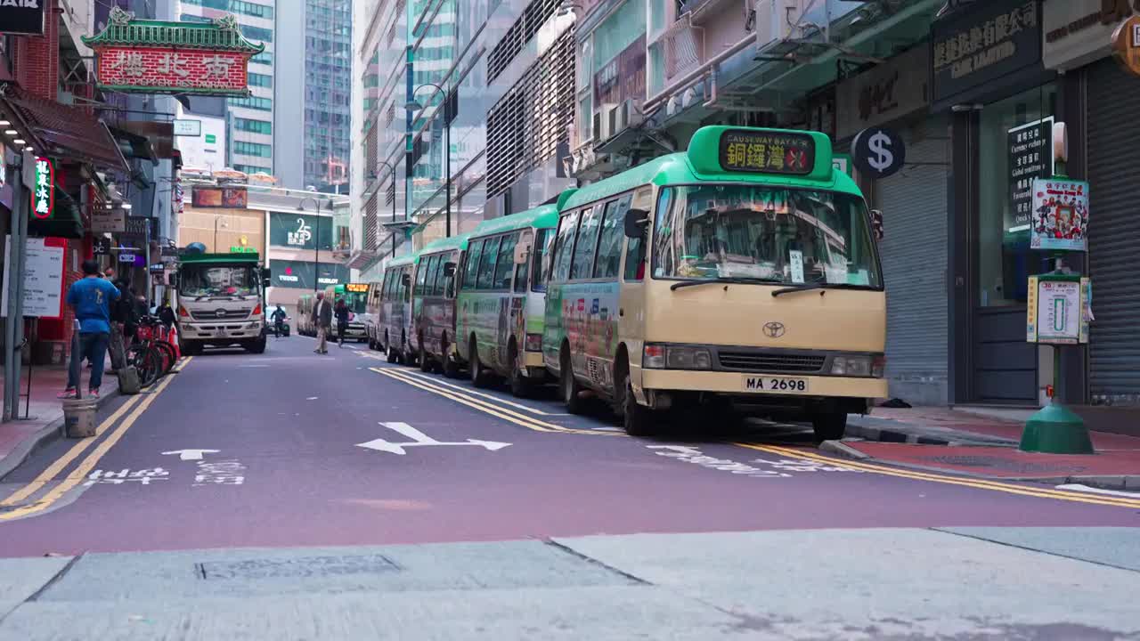 香港铜锣湾小巴视频素材