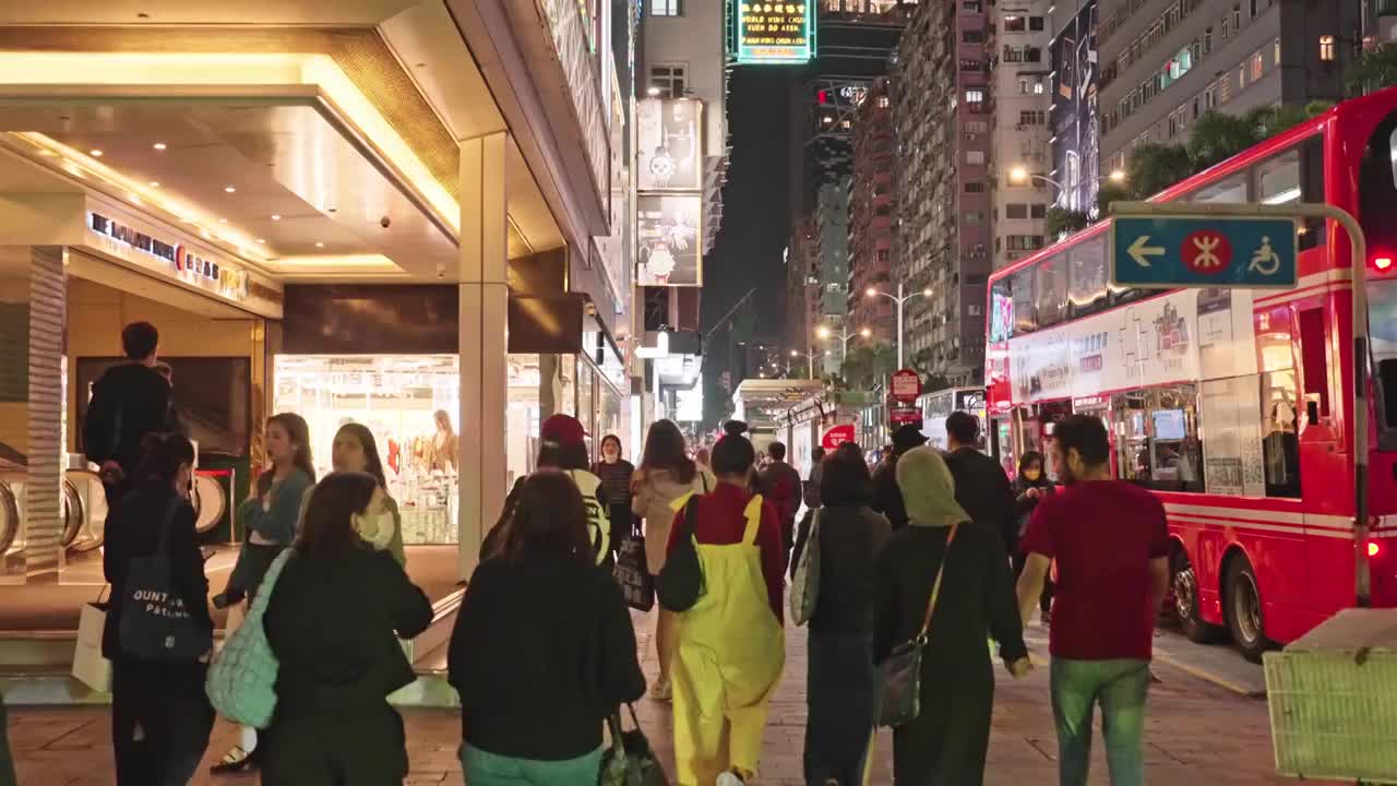 香港尖沙咀夜景城市街景视频素材