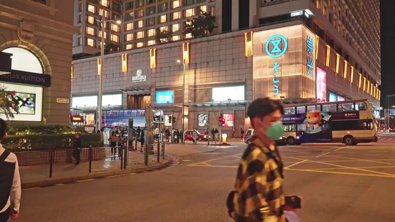 香港尖沙咀夜景城市街景视频素材