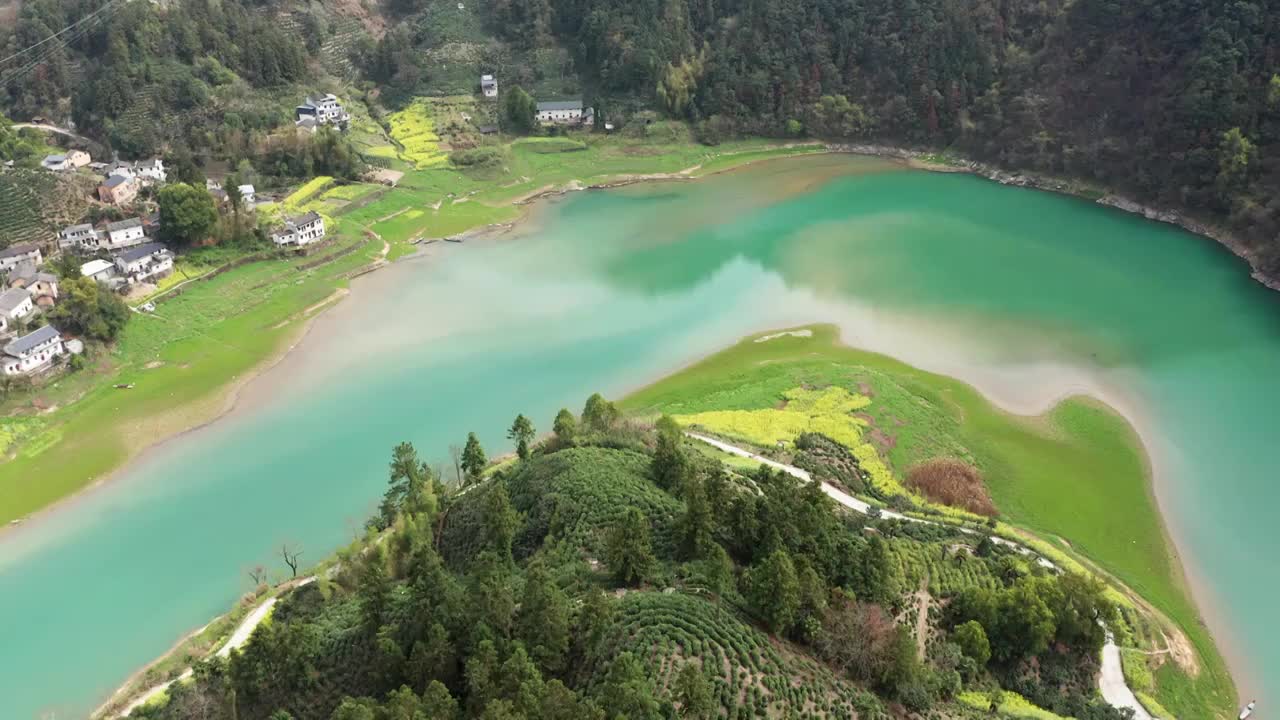 安徽黄山歙县武阳乡东岭下山水风光航拍合集视频素材