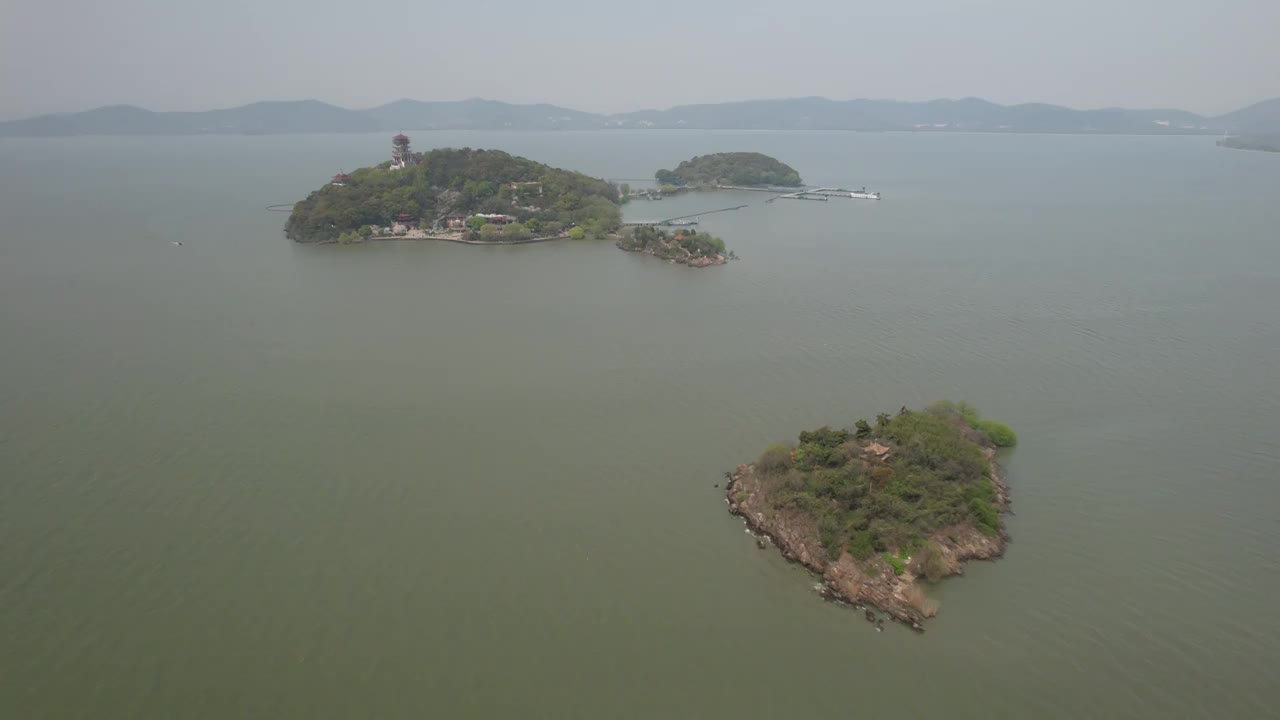 江苏无锡鼋头渚太湖仙岛自然风光航拍视频素材