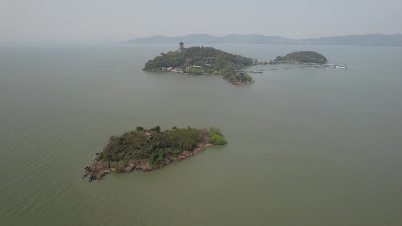 江苏无锡鼋头渚太湖仙岛自然风光航拍视频素材