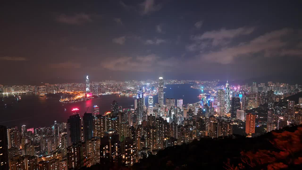 香港维多利亚港城市夜景延时视频素材