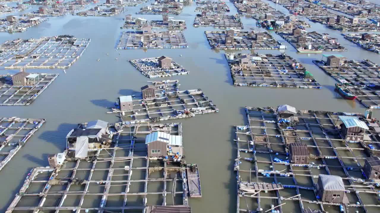 航拍汕头南澳岛鱼排视频素材