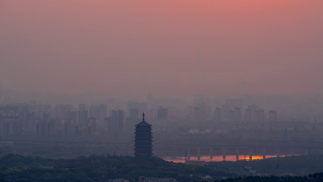 北京永定塔城市天际线日出视频素材