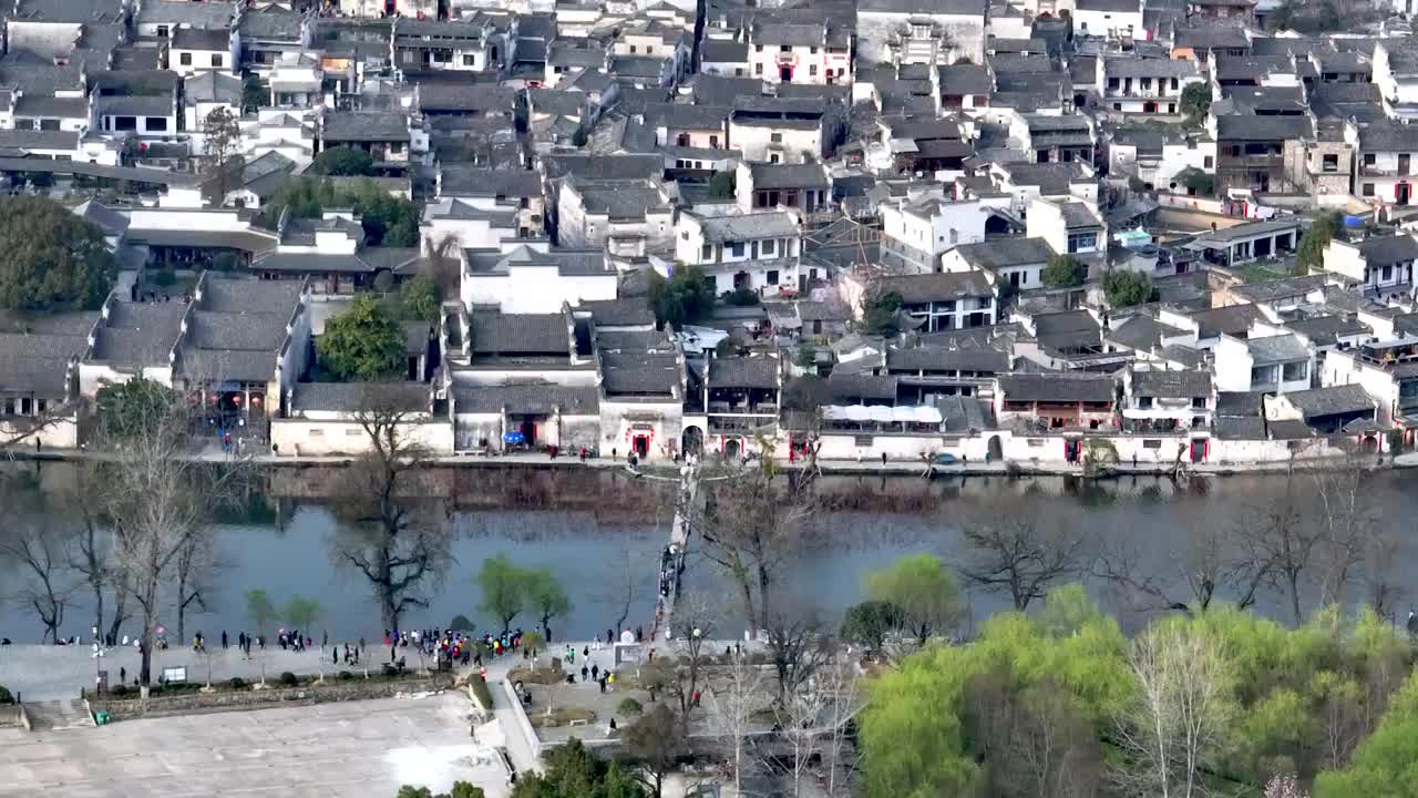 航拍安徽宏村白昼风光视频素材