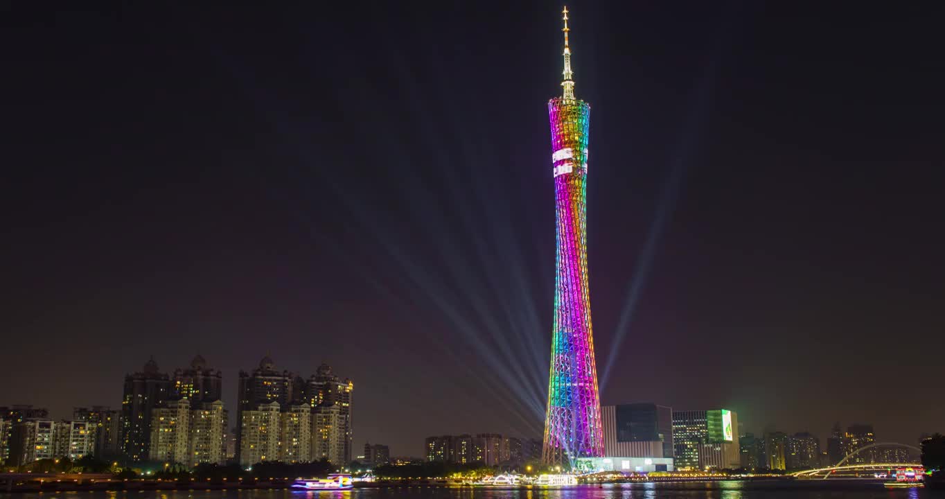 广州塔夜景延时视频素材