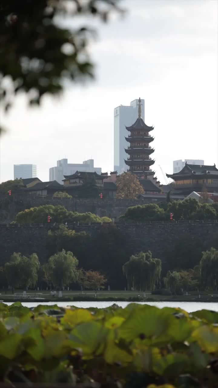 玄武湖和鸡鸣寺视频素材