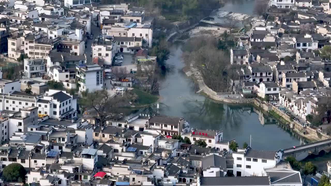 航拍安徽宏村白昼风光视频素材