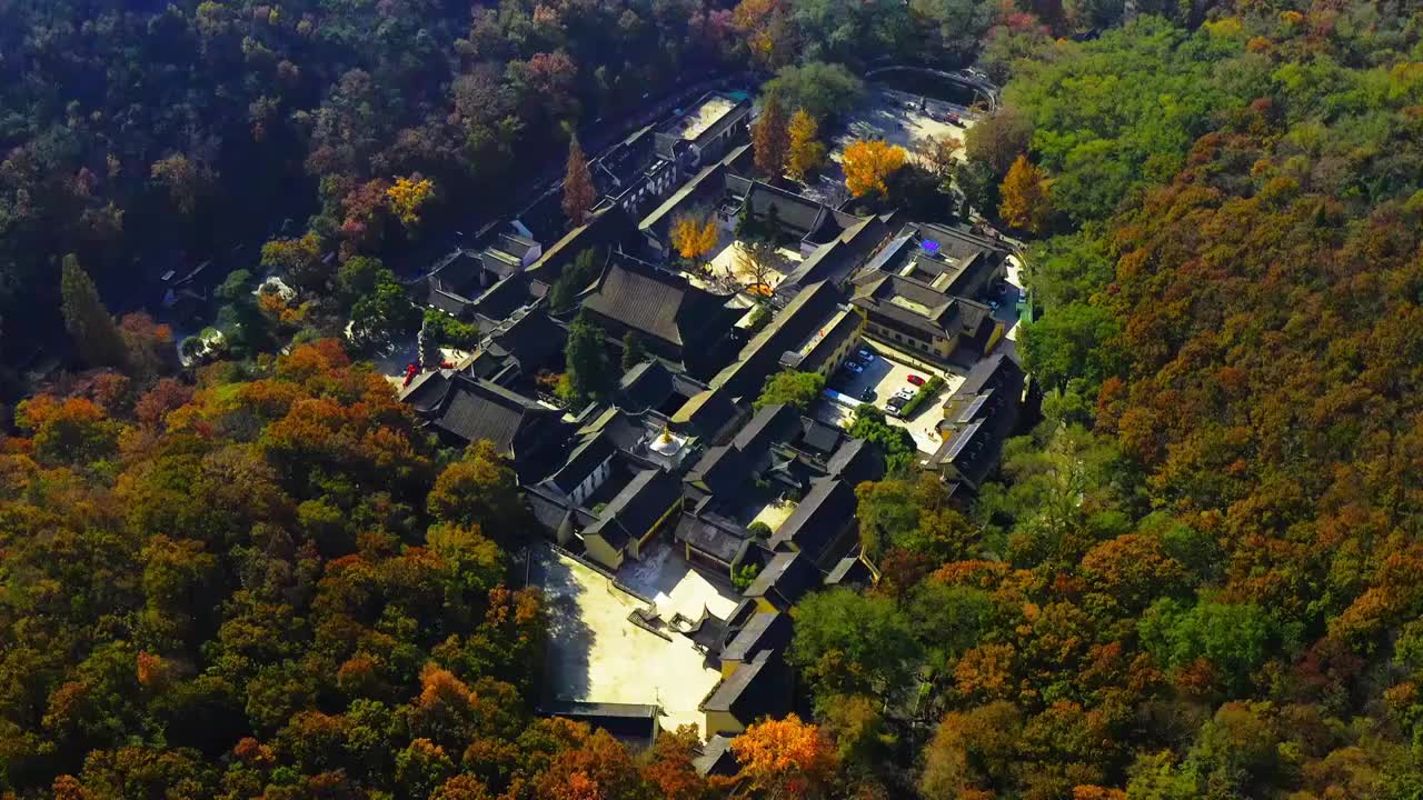 南京栖霞山栖霞寺秋色视频素材