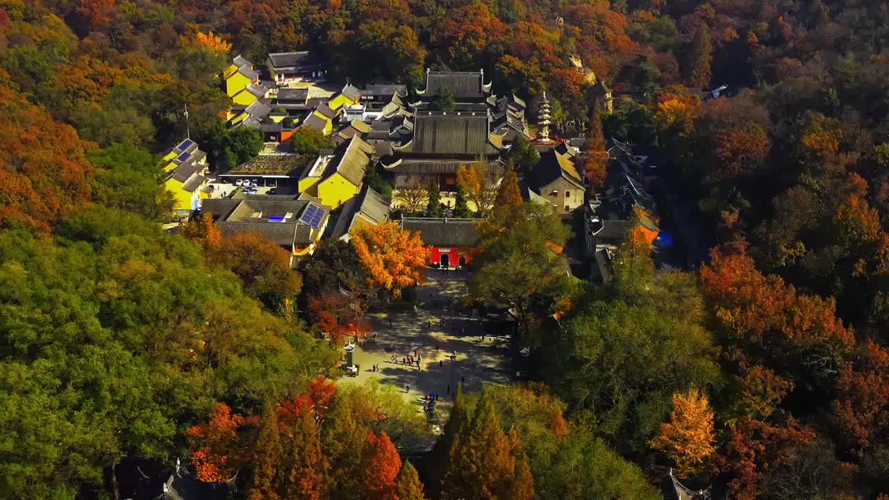 南京栖霞山栖霞寺秋色视频素材