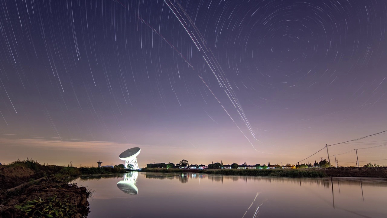 上海天马望远镜星空星轨4k延时视频素材