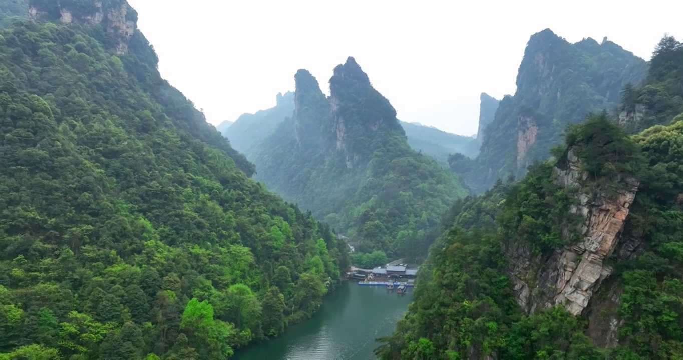 自然 风景 张家界 中国 湖南 水 树 户外 绿色 地形 森林 湖泊 张家界地貌视频素材