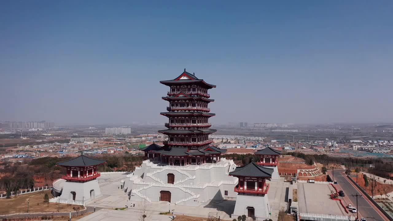 河南省洛阳市牡丹博物馆 航拍 环绕运镜视频素材