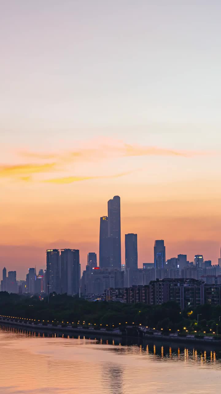 广州珠江新城晚霞夜景视频素材