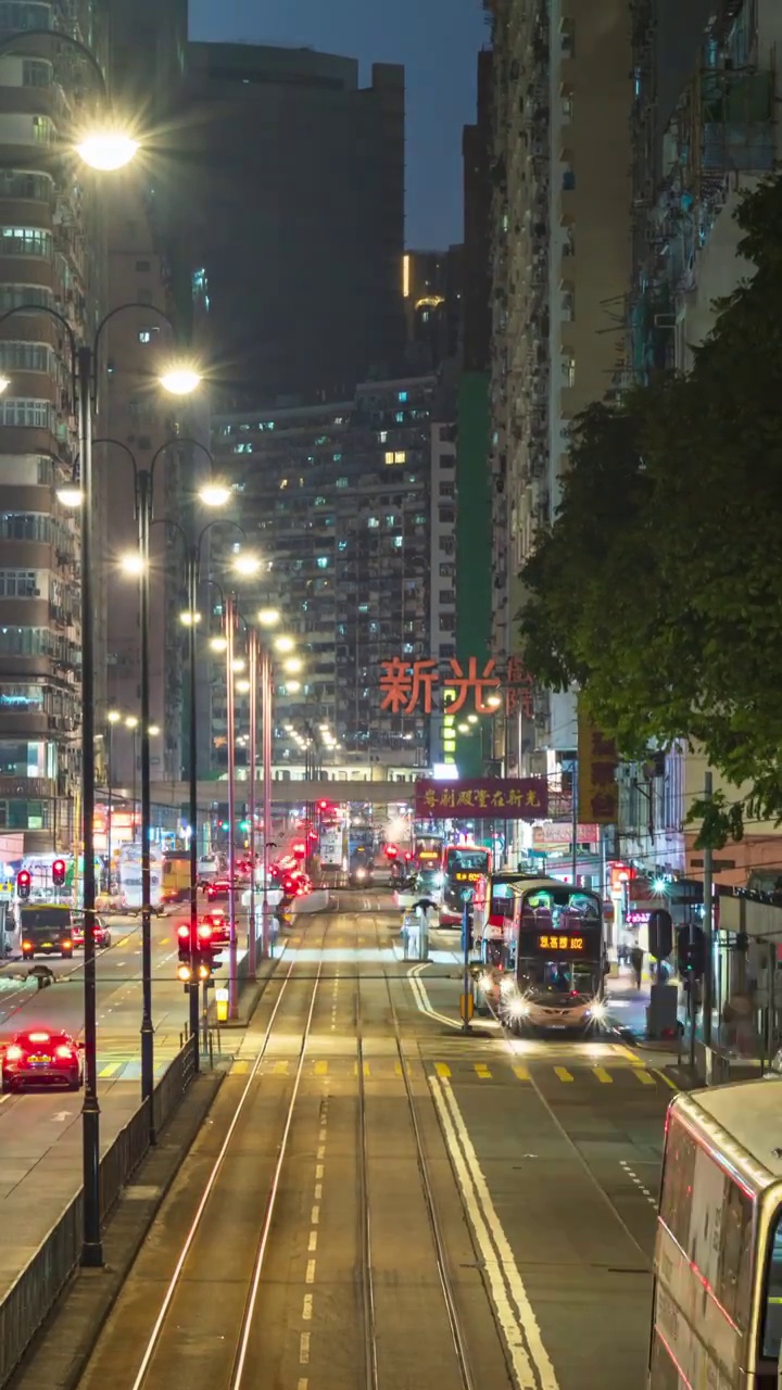 香港市区交通夜景延迟视频素材