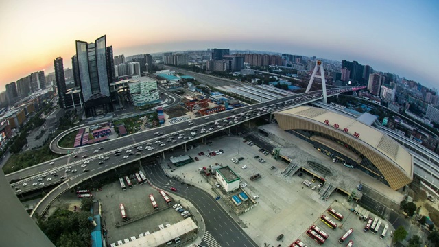 成都市天府立交新南站夜景视频素材