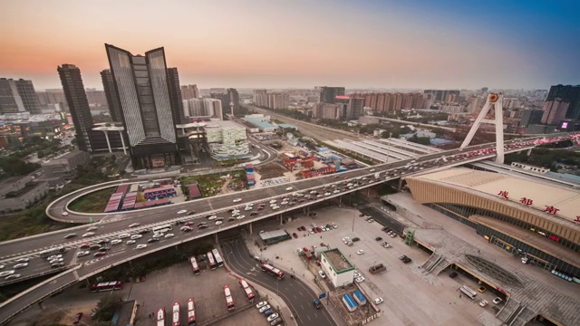 成都市天府立交新南站夜景视频素材