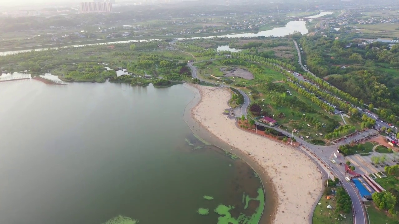 航拍湖南长沙星沙松雅湖视频素材