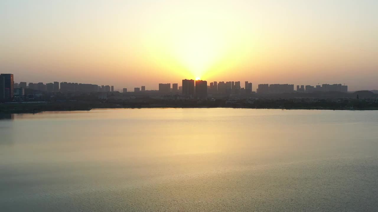 航拍湖南长沙星沙松雅湖视频素材