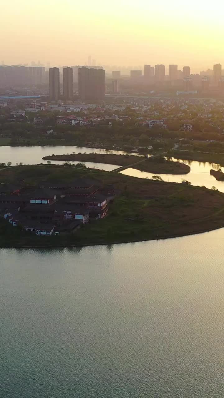 航拍湖南长沙星沙松雅湖视频素材