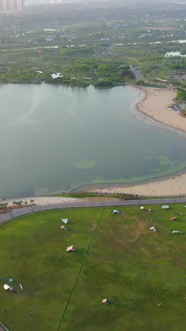 航拍湖南长沙星沙松雅湖视频素材