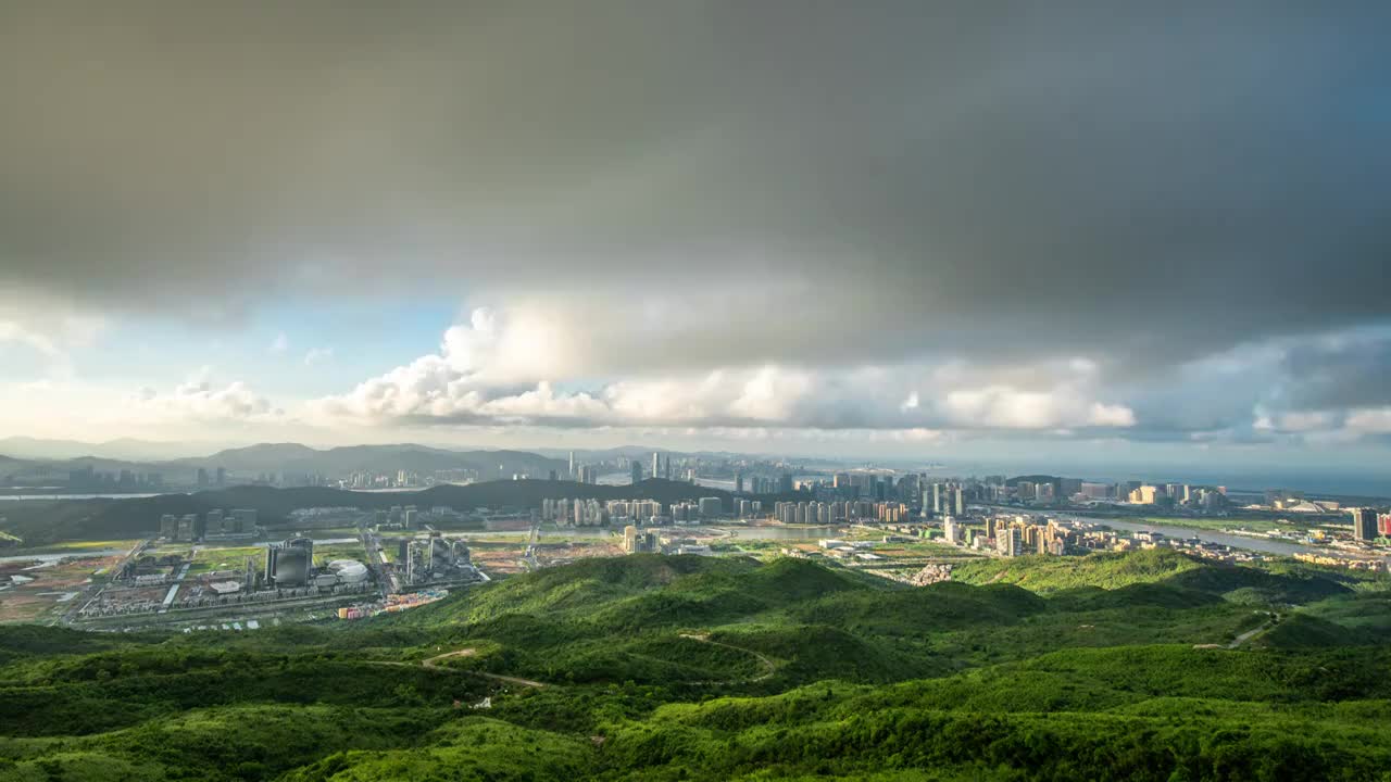 8K珠海大横琴山横琴岛全景延时视频素材