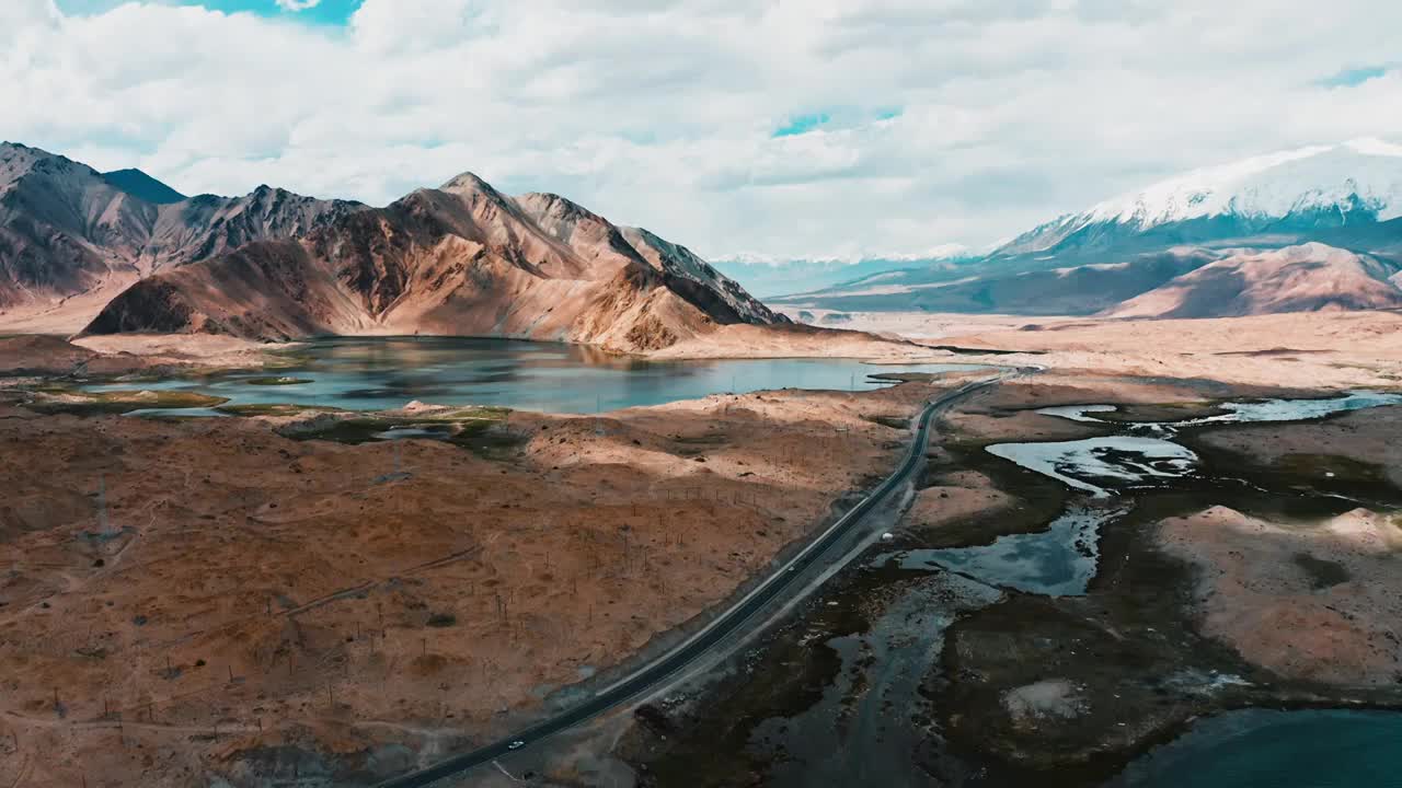 喀什库勒湖,帕米尔高原,湿地,慕士塔格,雪山,公格尔九别峰视频素材