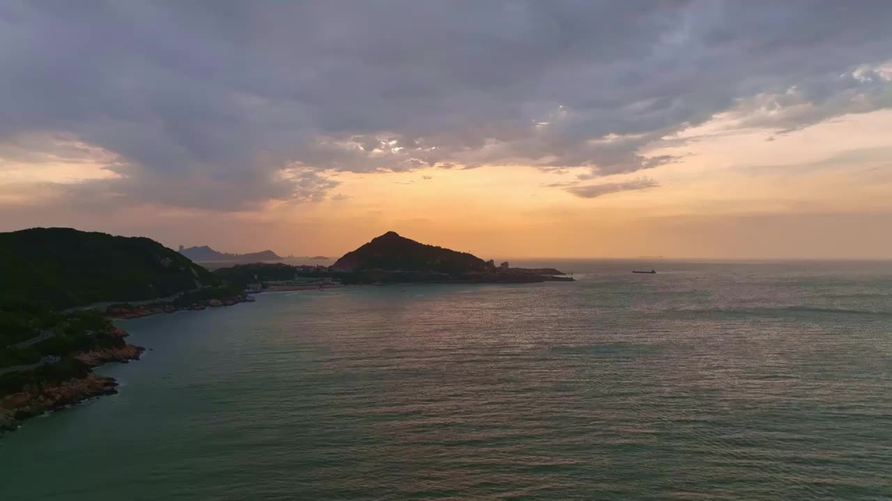 航拍连云港连岛风景区大沙湾苏马湾海岛视频素材