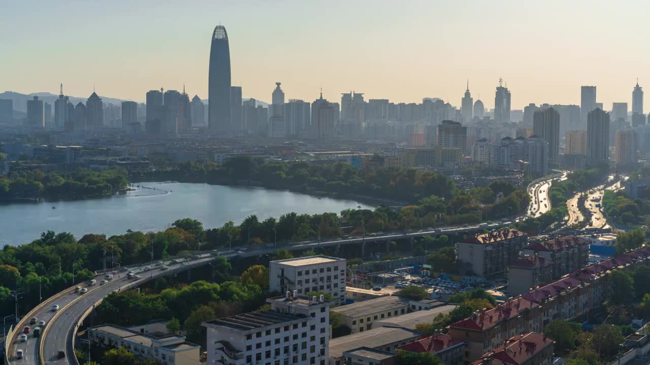 山东济南地标日转夜视频素材