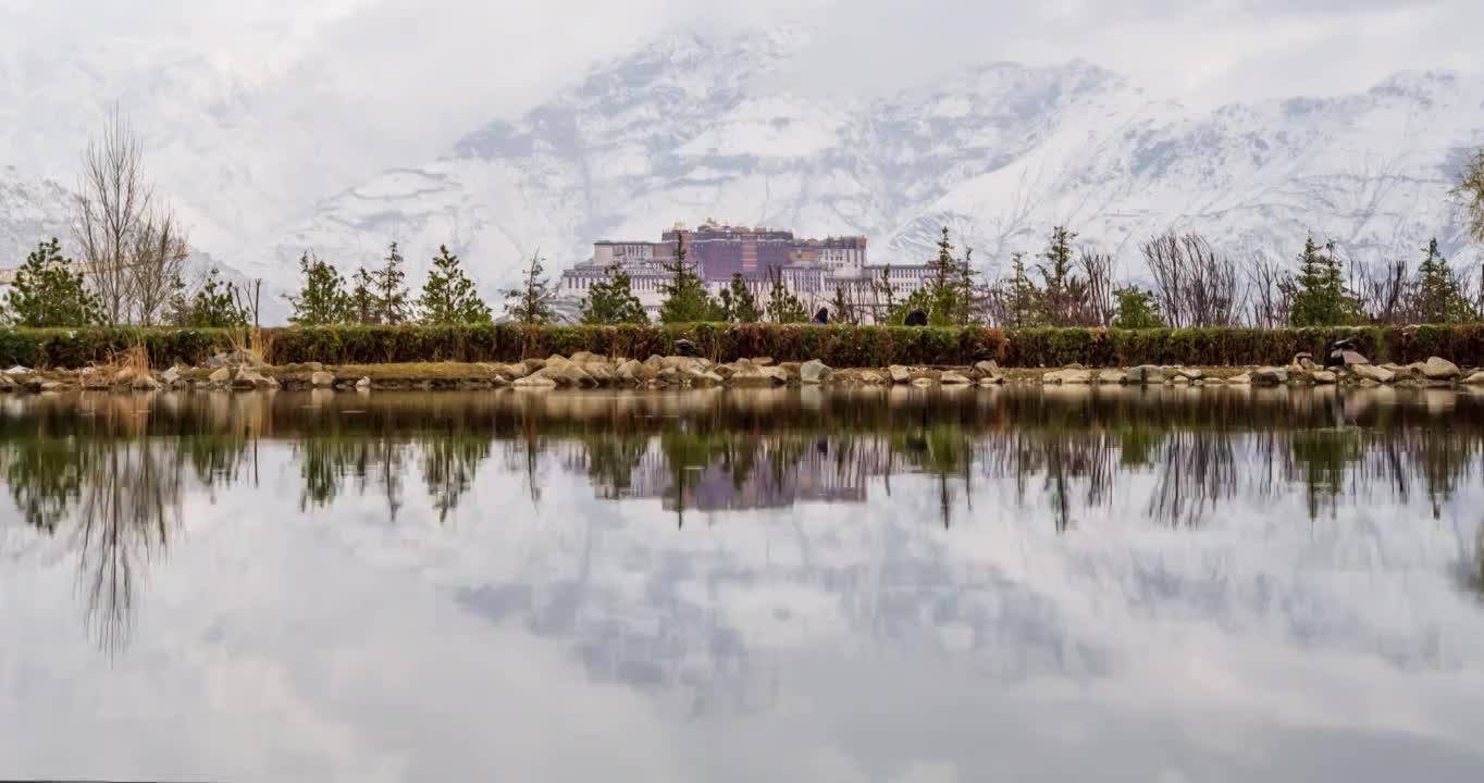 雪后的拉萨南山公园视频素材