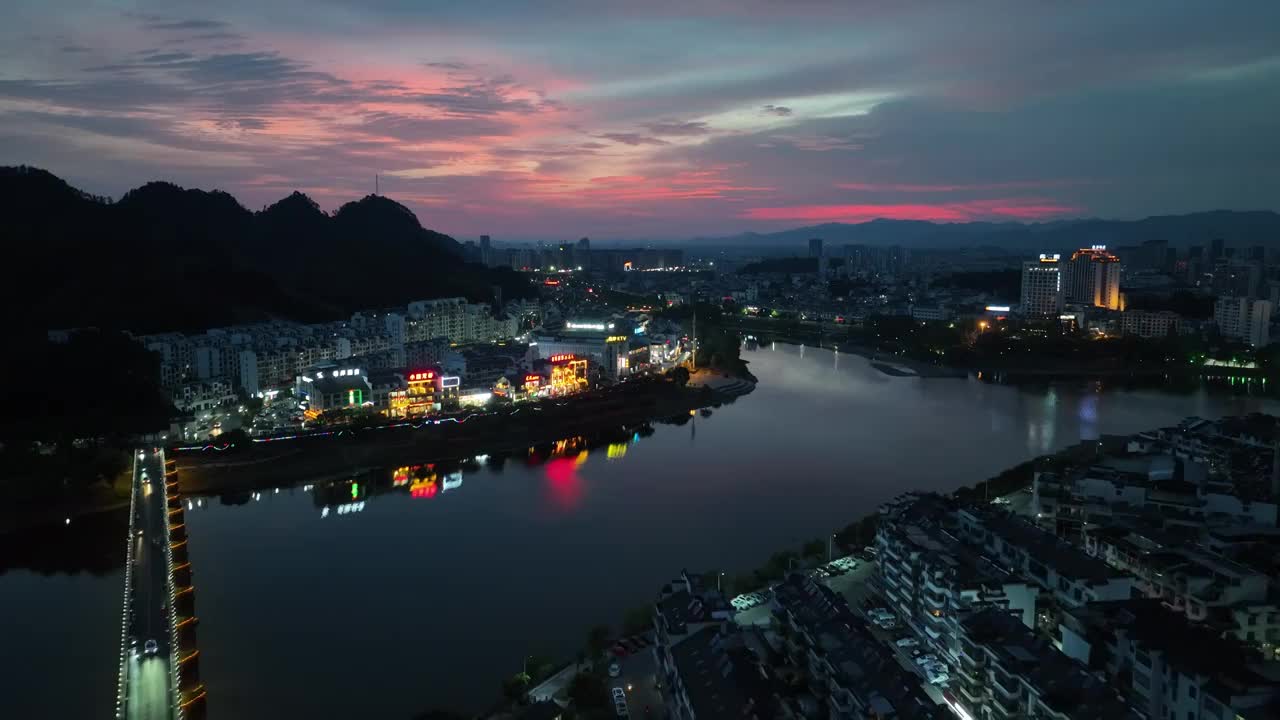 安徽省黄山市歙县城区夜景视频素材