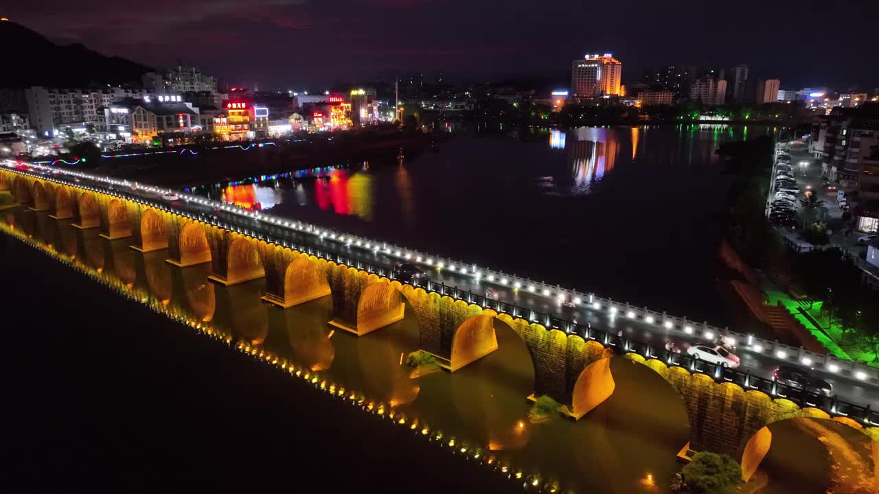 安徽省黄山市歙县太平桥夜景视频素材