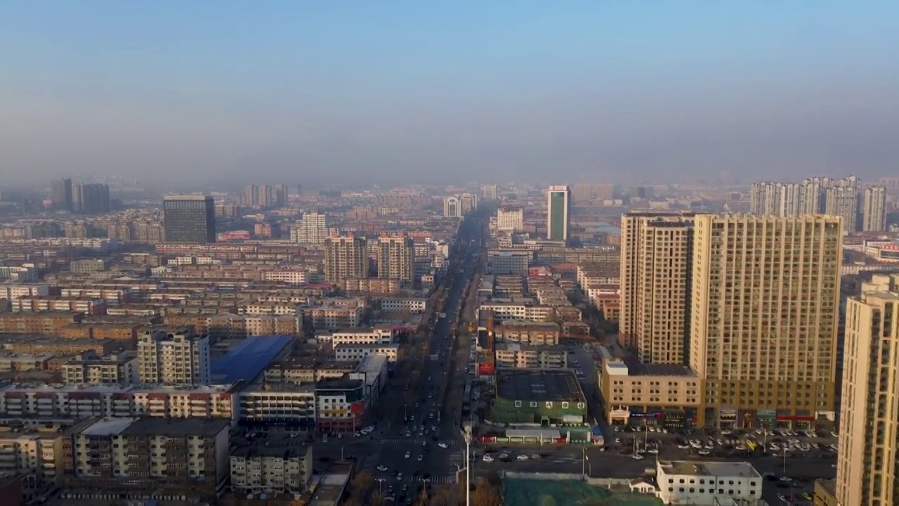 德州市 新湖风景区 百货大楼 中心广场 新华大厦 地标 航拍视频素材