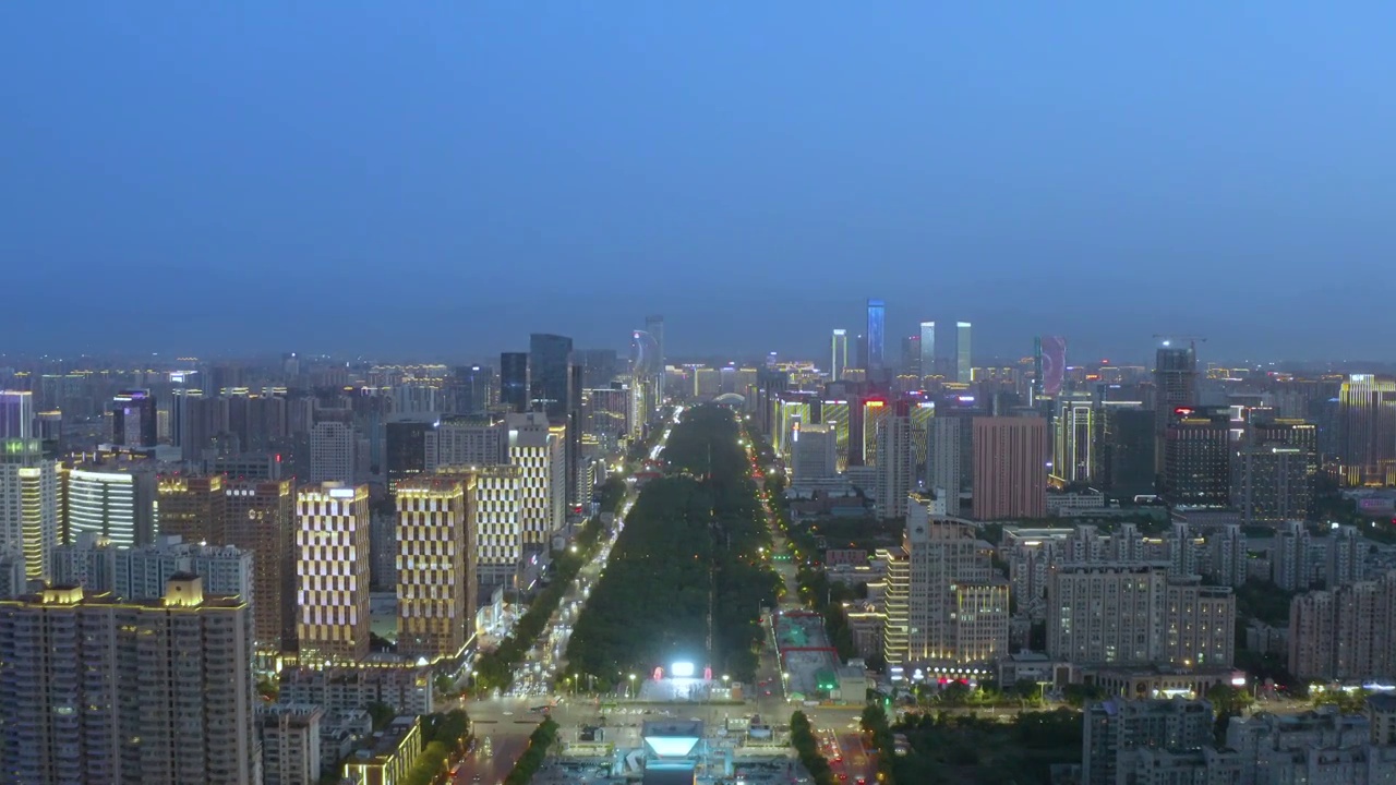 航拍西安高新唐延路夜景视频素材