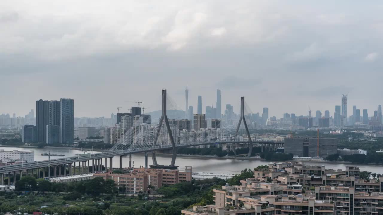 广州番禺大桥和广州CBD建筑视频素材