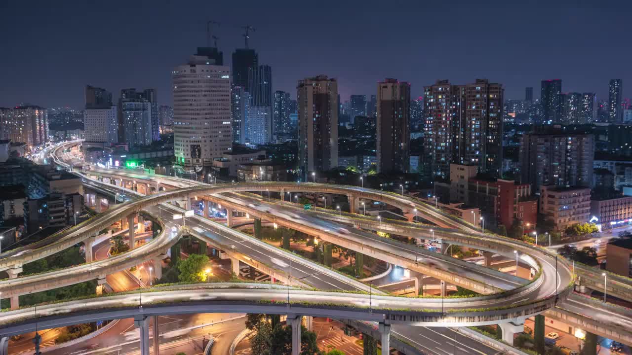 成都营门口立交桥中景夜色视频素材