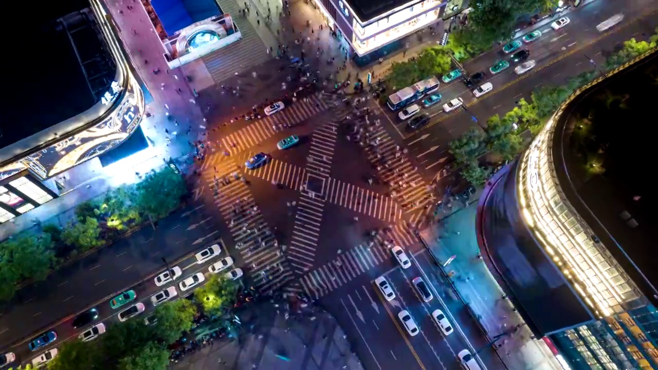 十字路口夜景延时视频素材