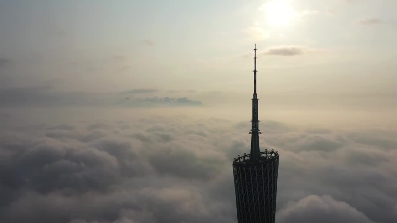 广州塔平流雾云海日出视频素材