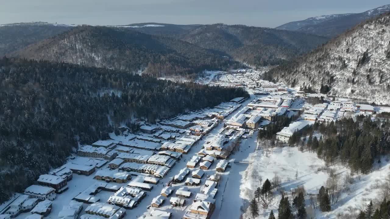 黑龙江牡丹江市雪乡冬季风光航拍视频素材