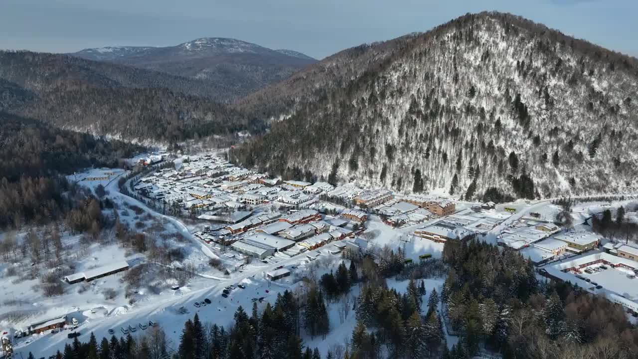 黑龙江牡丹江市雪乡冬季风光航拍视频素材