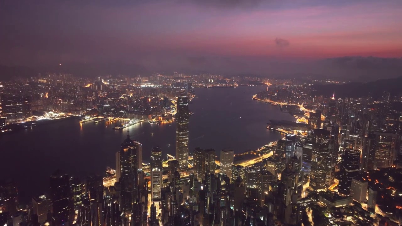 香港维多利亚港黎明景观视频素材