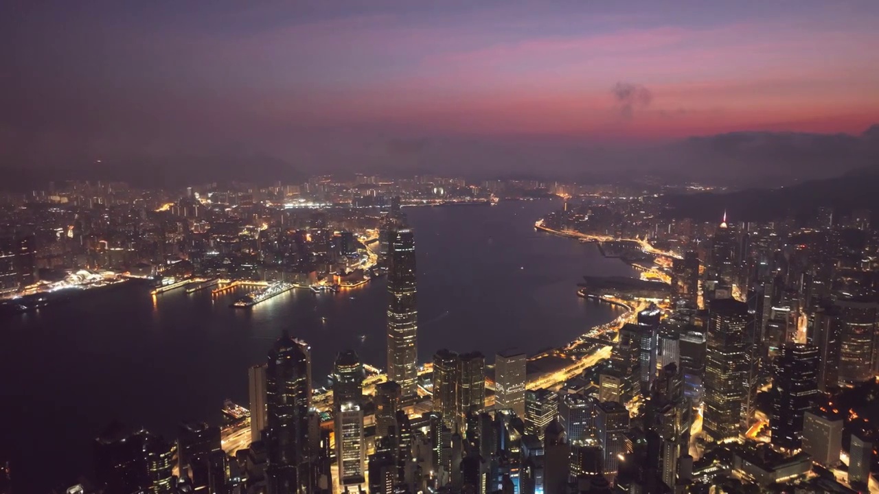 香港维多利亚港黎明景观视频素材