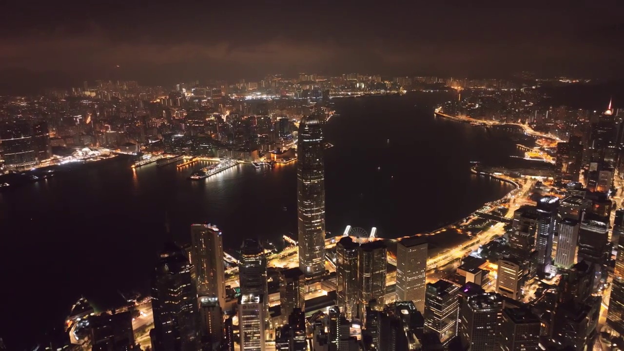 香港IFC金黄夜景视频素材