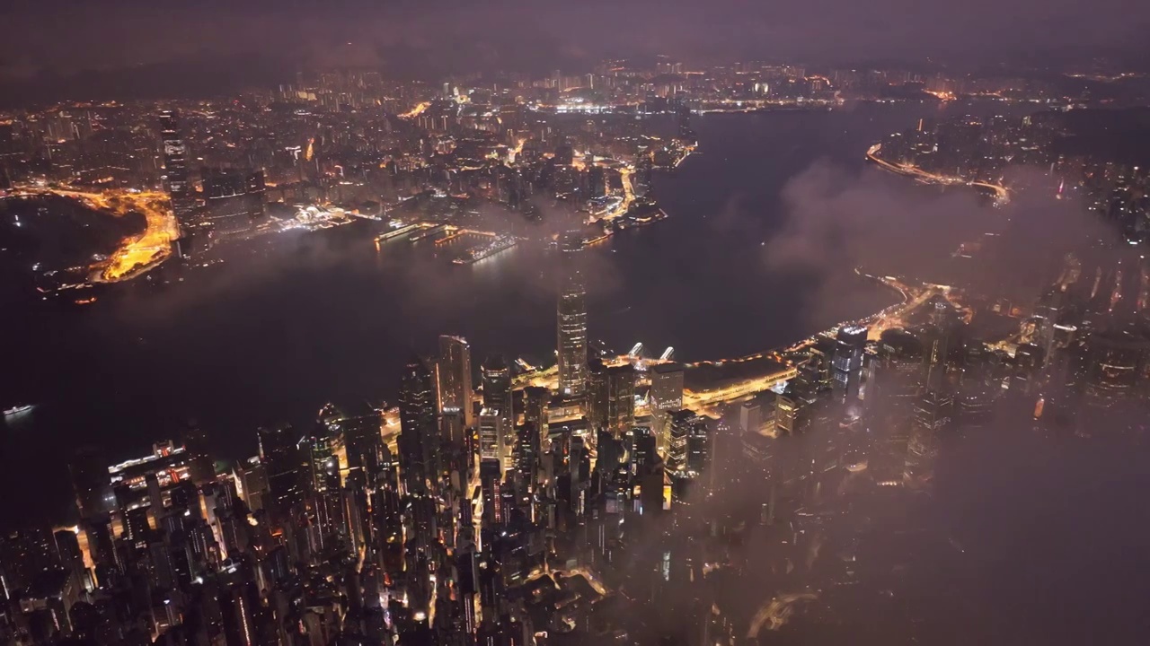 香港IFC金黄夜景视频素材