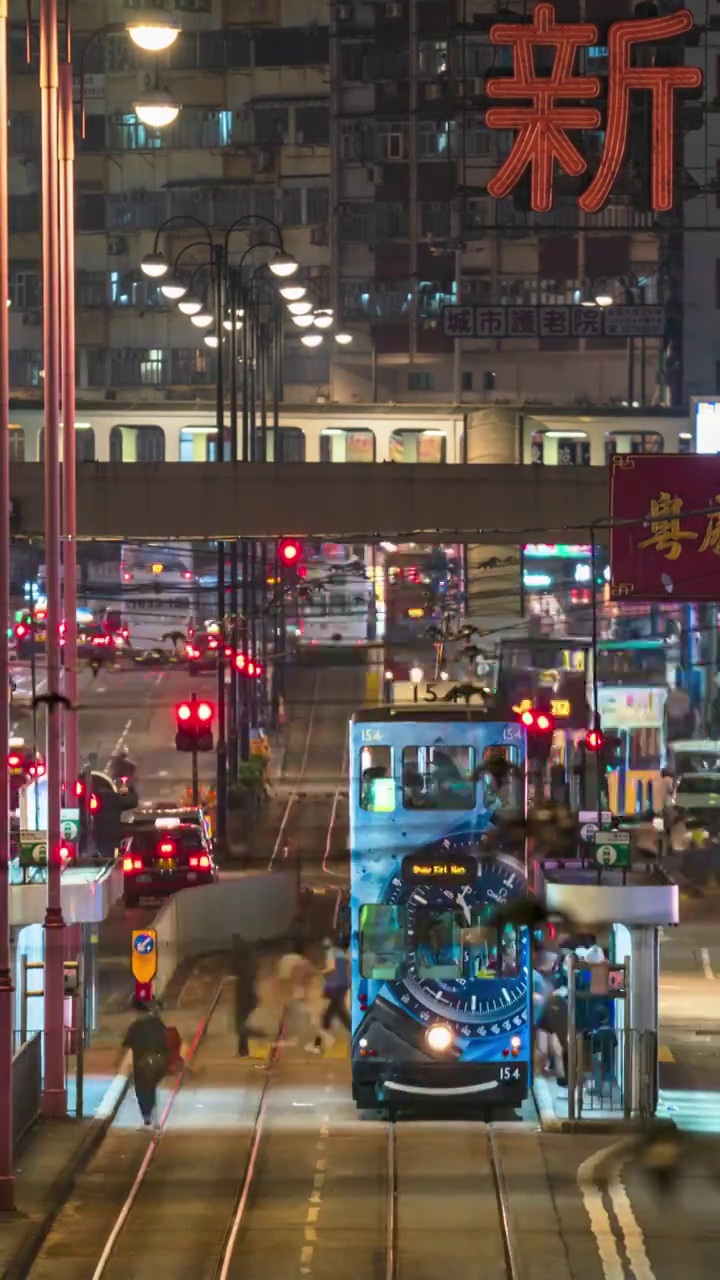 香港市区交通夜景延迟视频素材