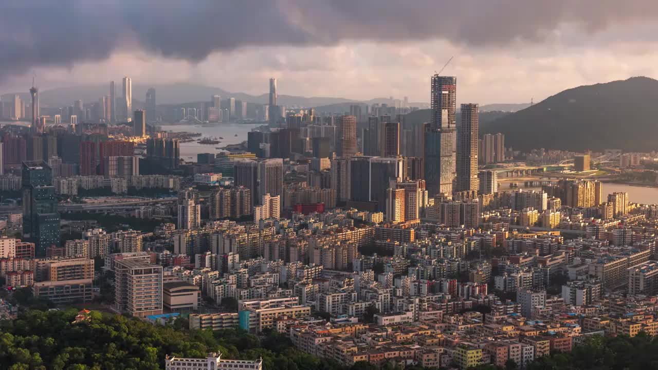 珠海拱北夏湾珠澳湾一号日落延时视频素材