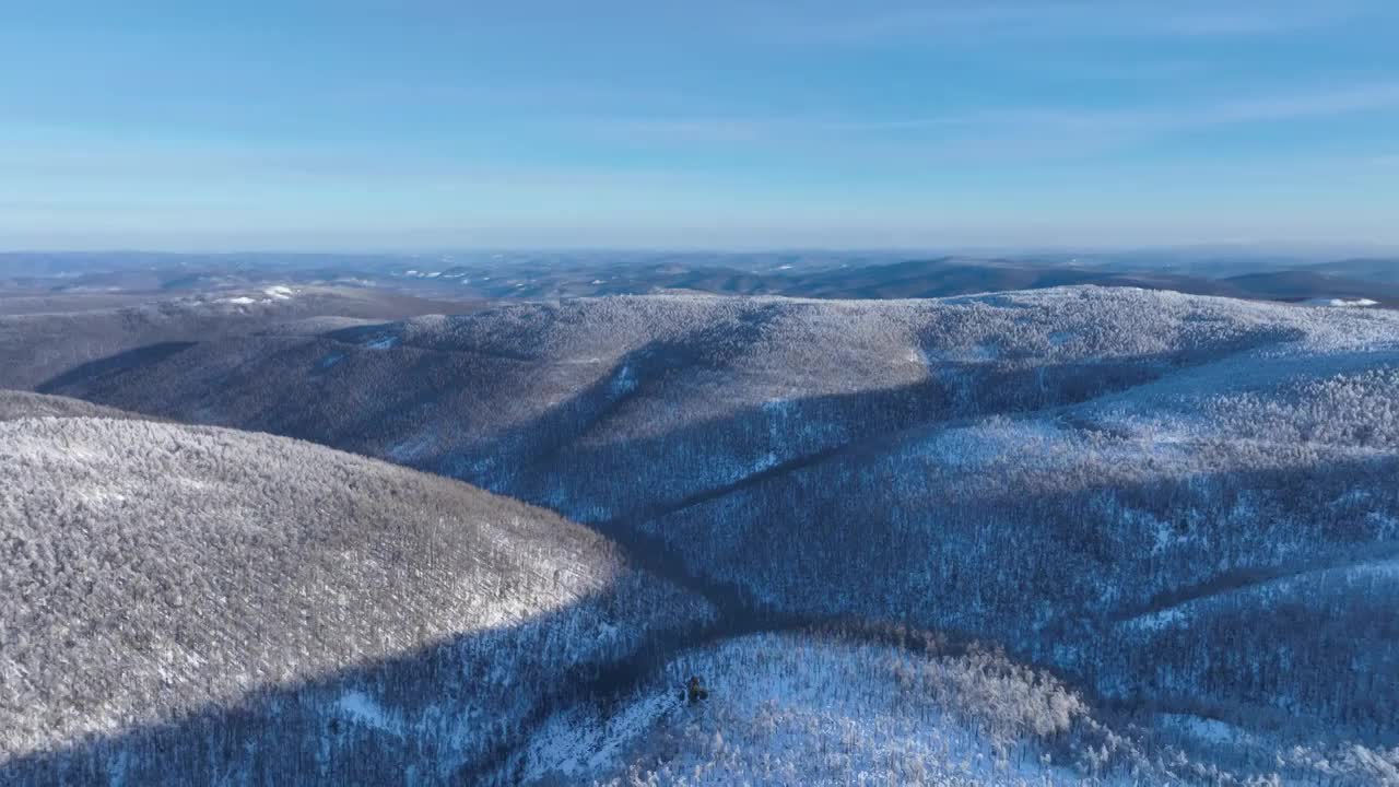 航拍大兴安岭黎明林海雪原视频素材